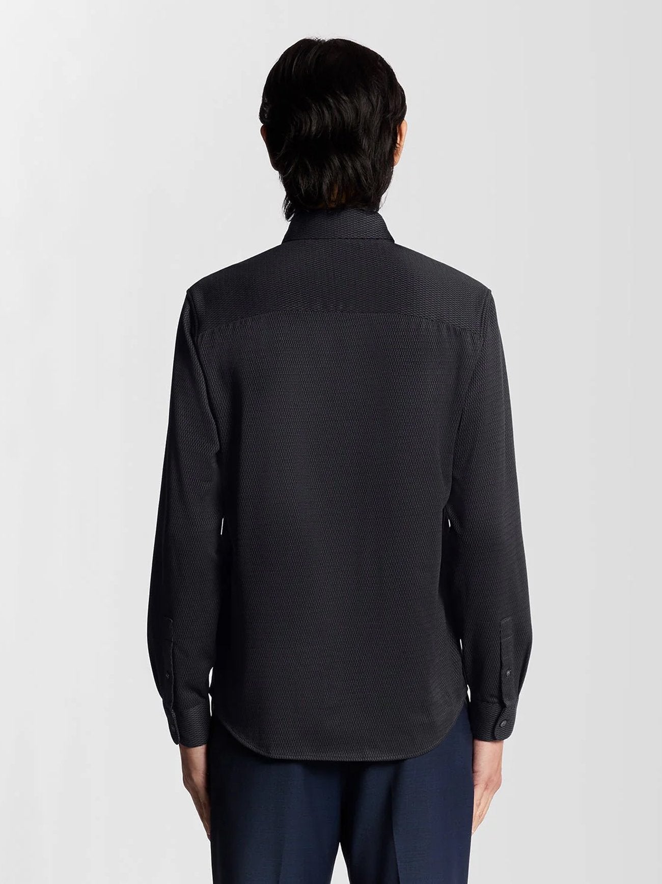 Mens Deep Navy Jacquard Interlock Shirt