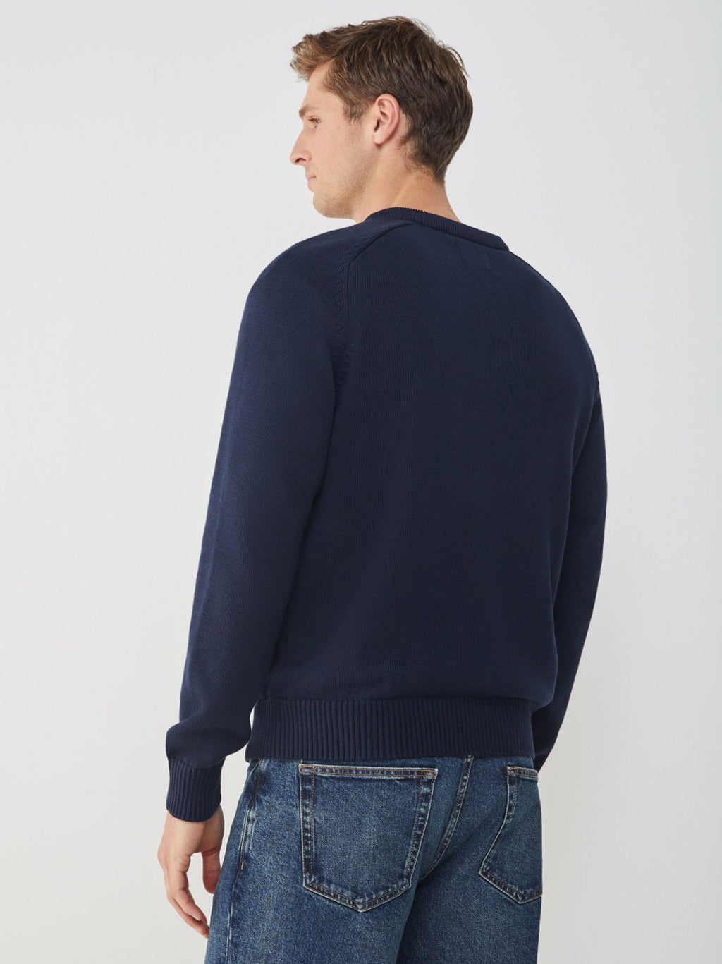 Mens Evening Blue Casual Cotton Crew Neck Sweatshirt
