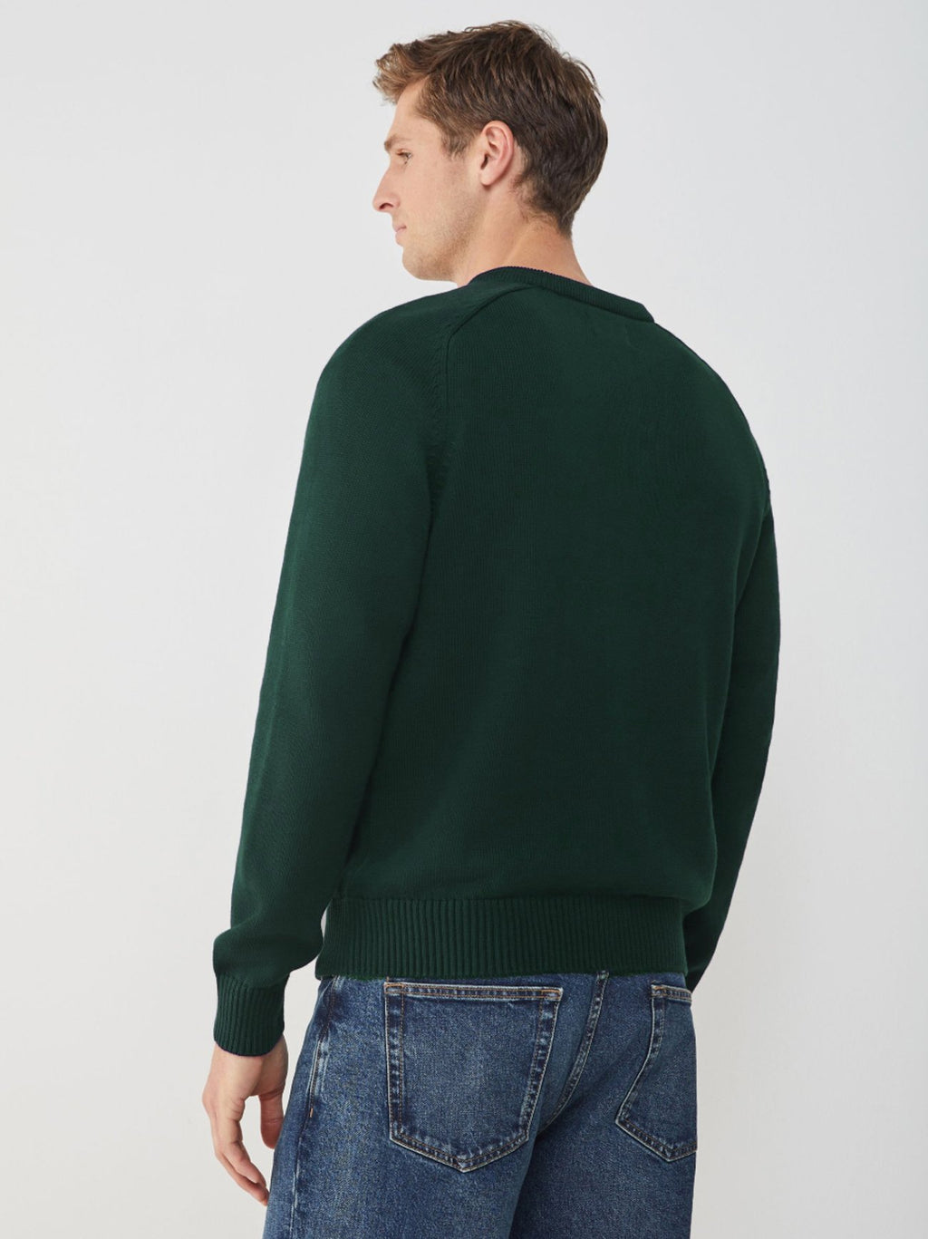 Mens Tartan Green Casual Cotton Crew Neck Sweatshirt