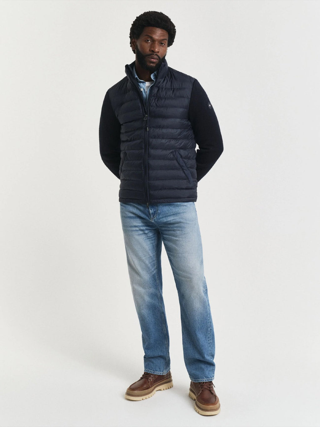 Mens Evening Blue Mixed Media Jacket