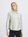 Womens Cashmere Blue Stripe Lino Shirt