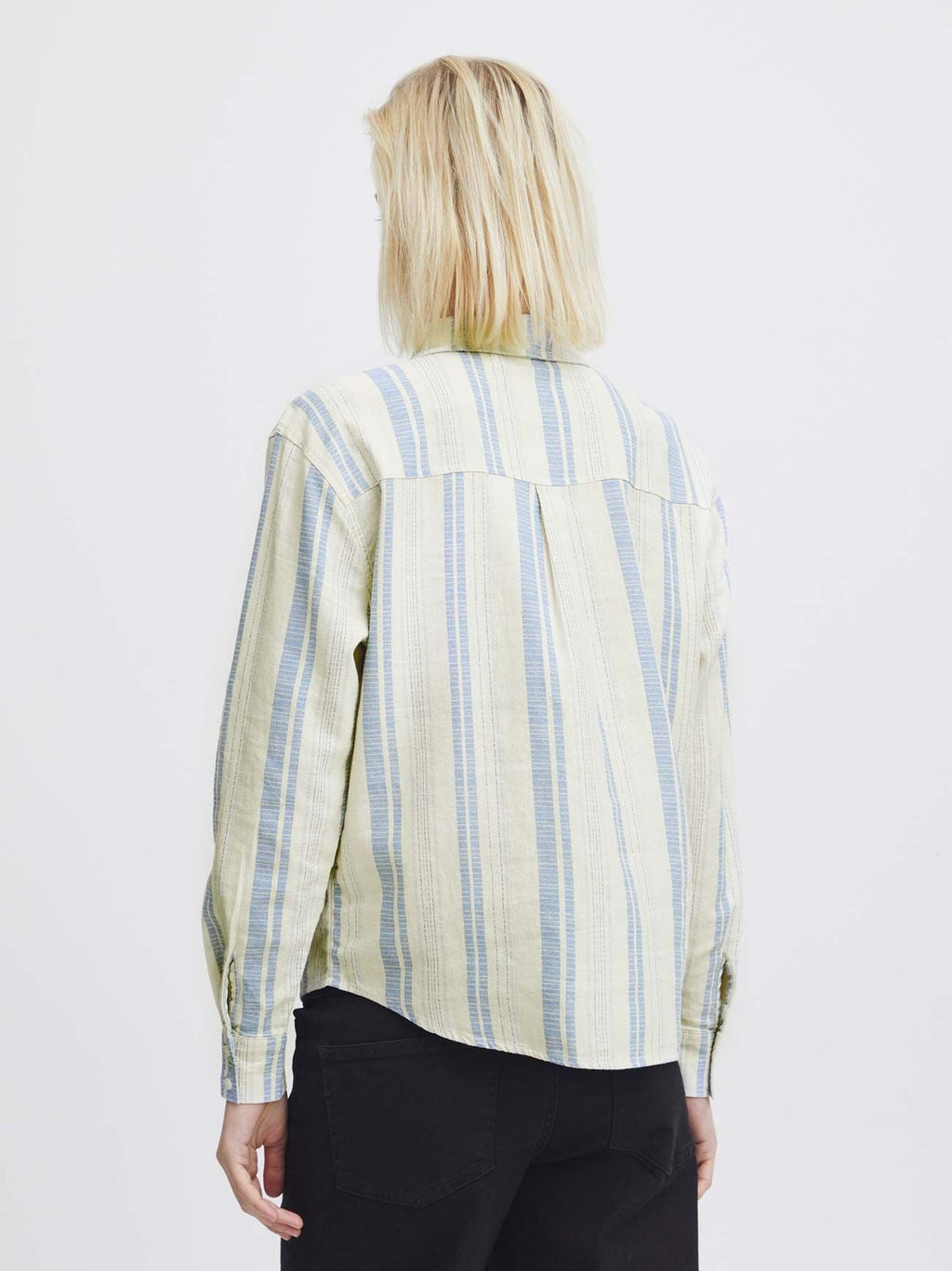 Womens Cashmere Blue Stripe Lino Shirt