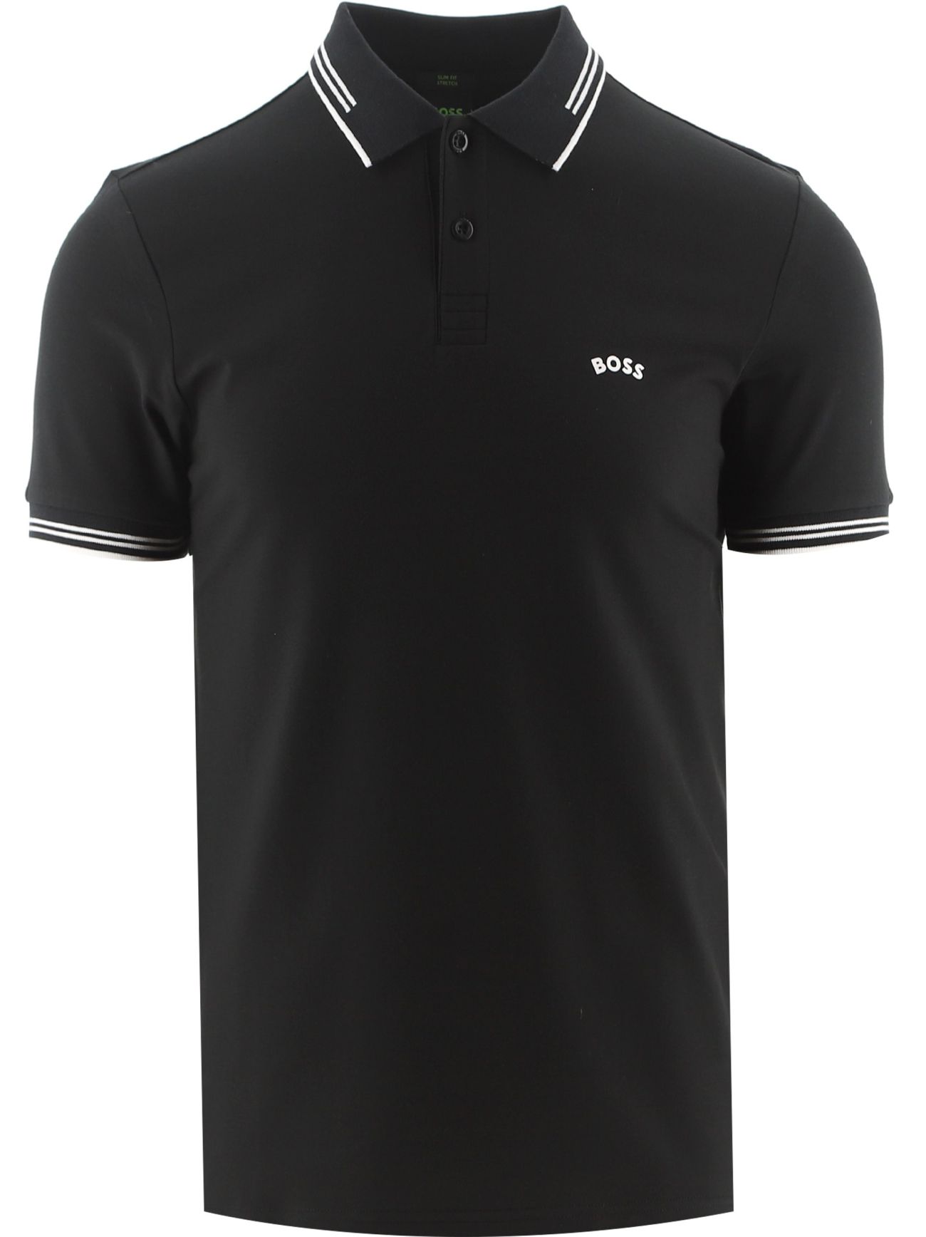 Mens Black Paul Curved Logo Golf Polo Shirt