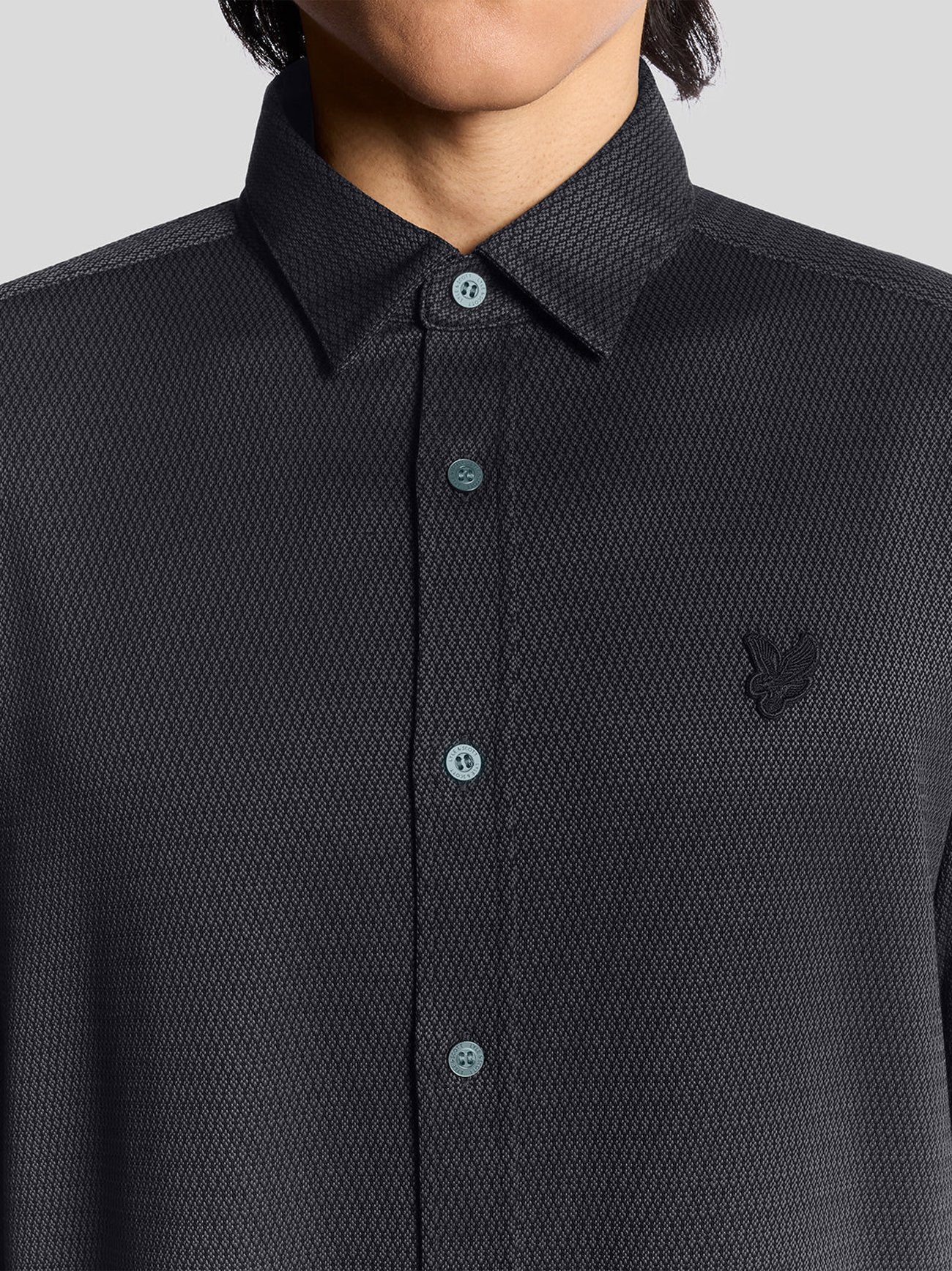 Mens Deep Navy Jacquard Interlock Shirt