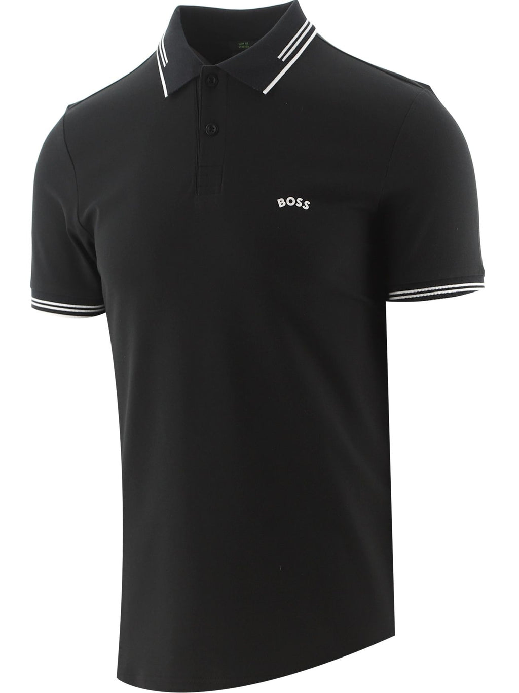 Mens Black Paul Curved Logo Golf Polo Shirt