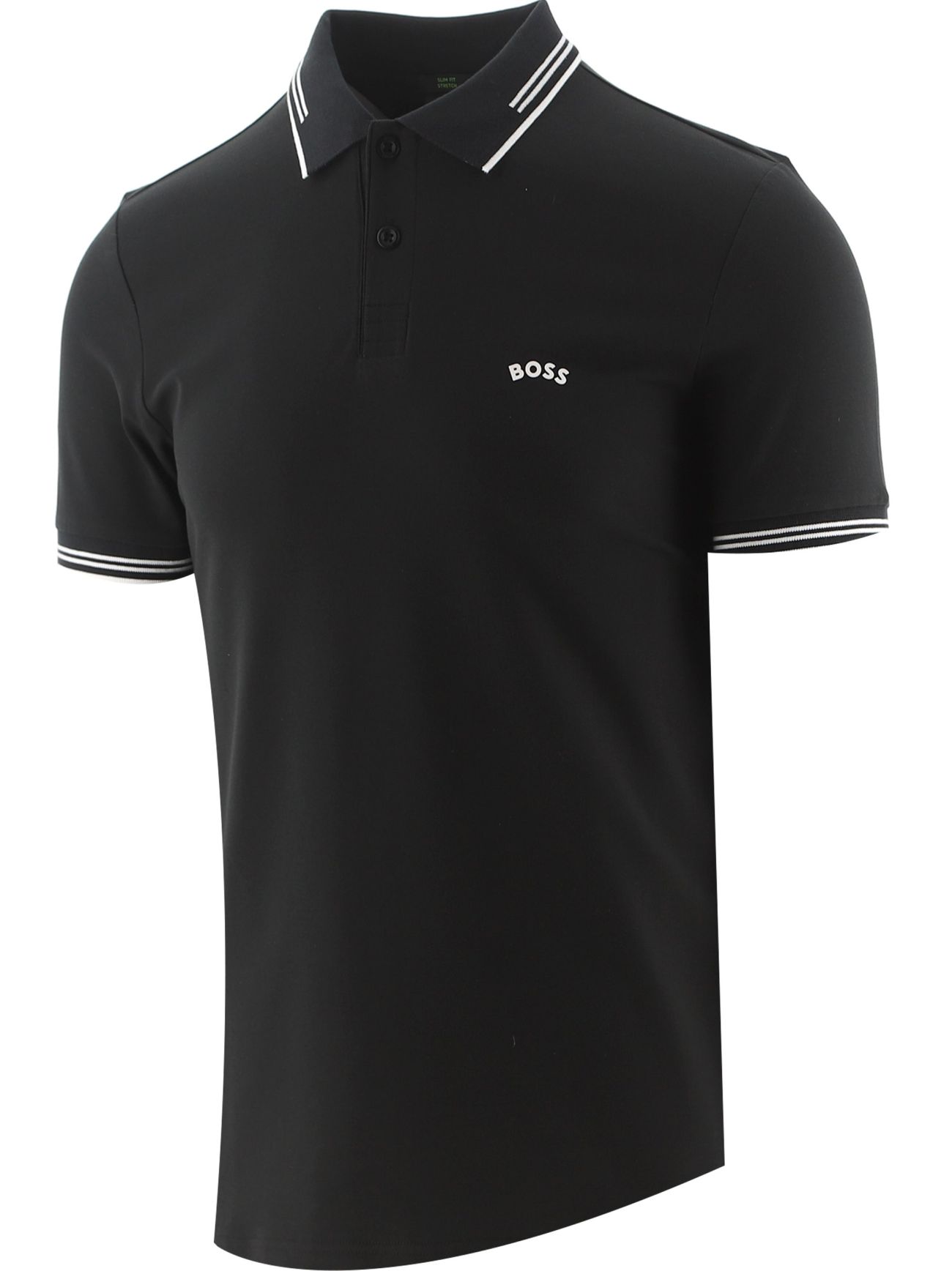 Mens Black Paul Curved Logo Golf Polo Shirt