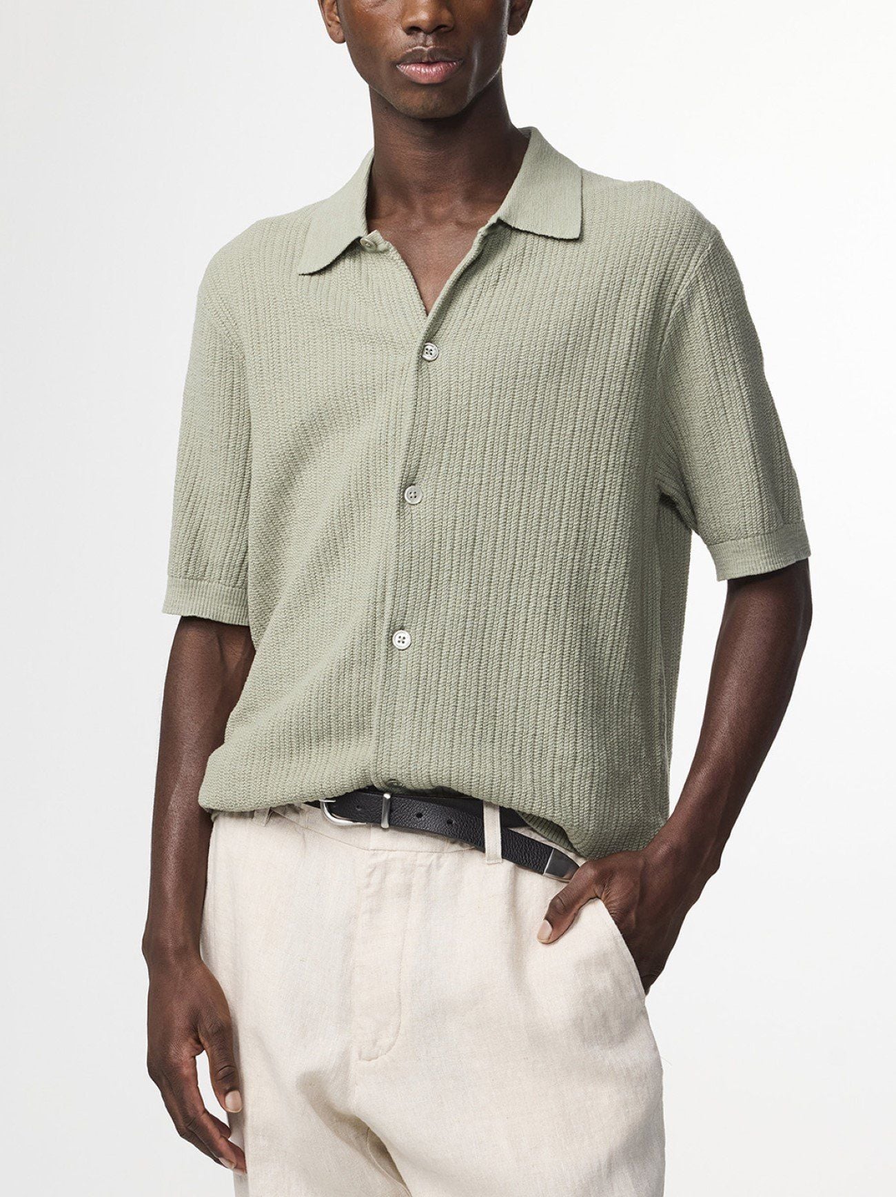 Mens Sage Green Nolan Polo Cardigan