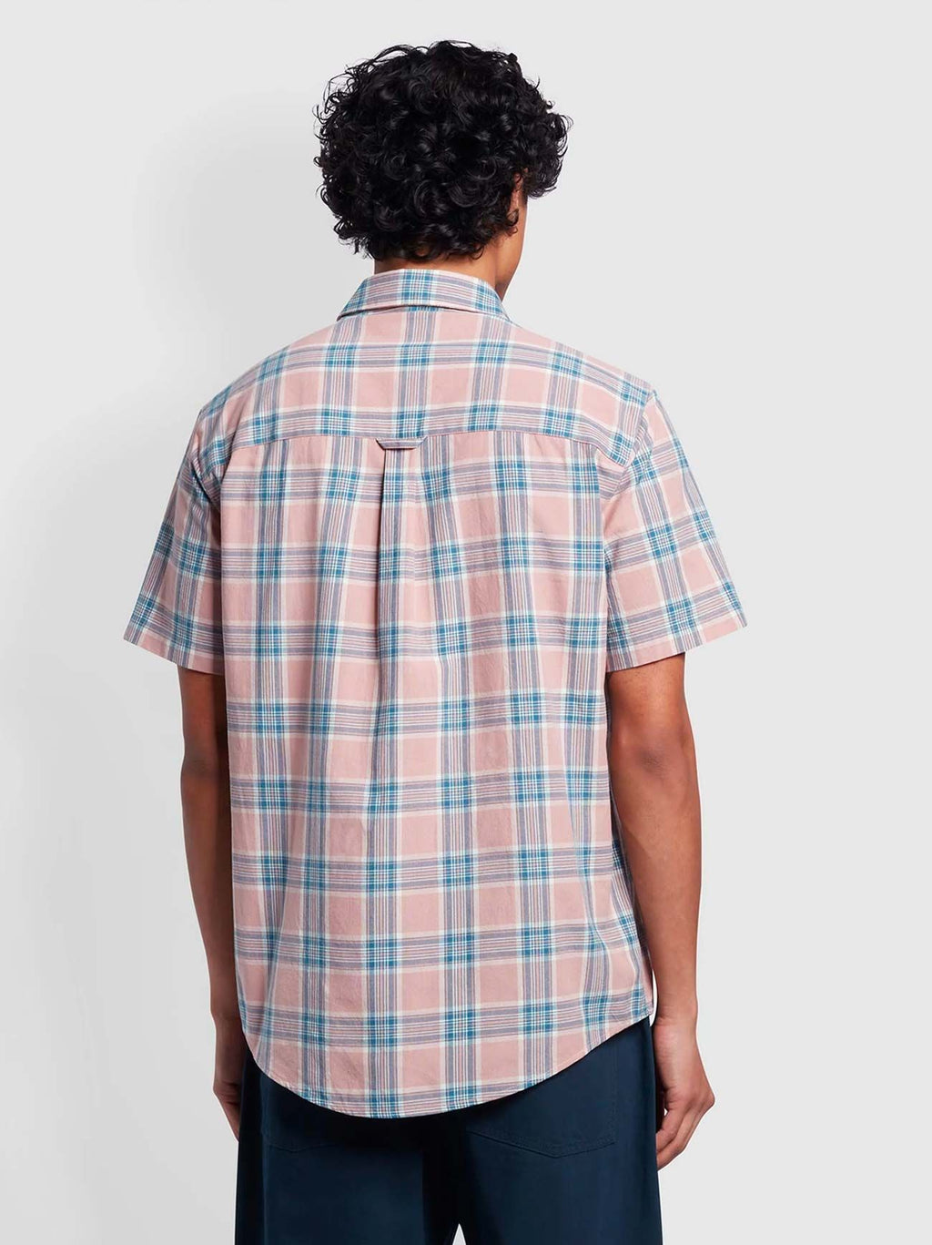 Mens Dark Pink Rocksteady Short Sleeve Check Shirt