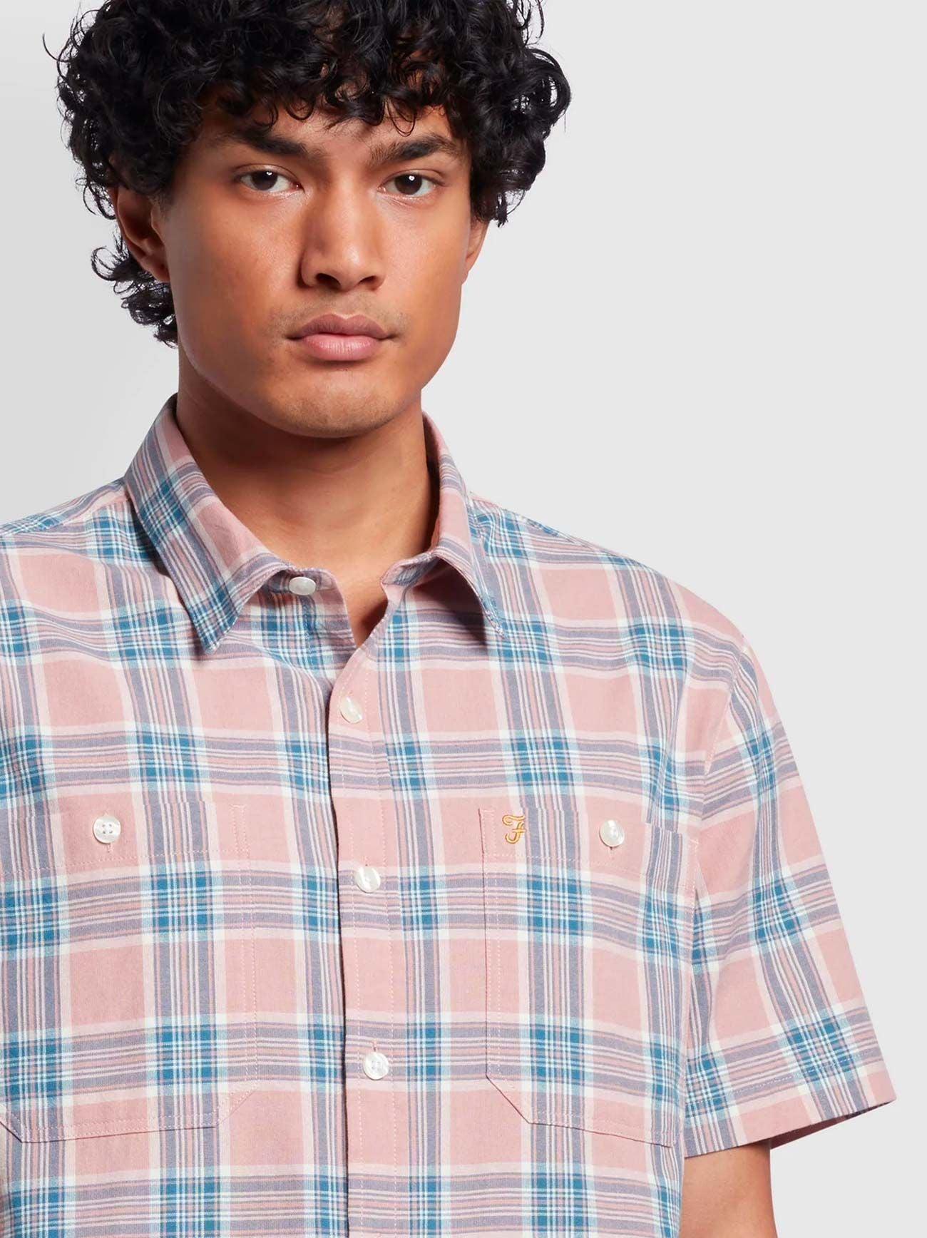 Mens Dark Pink Rocksteady Short Sleeve Check Shirt