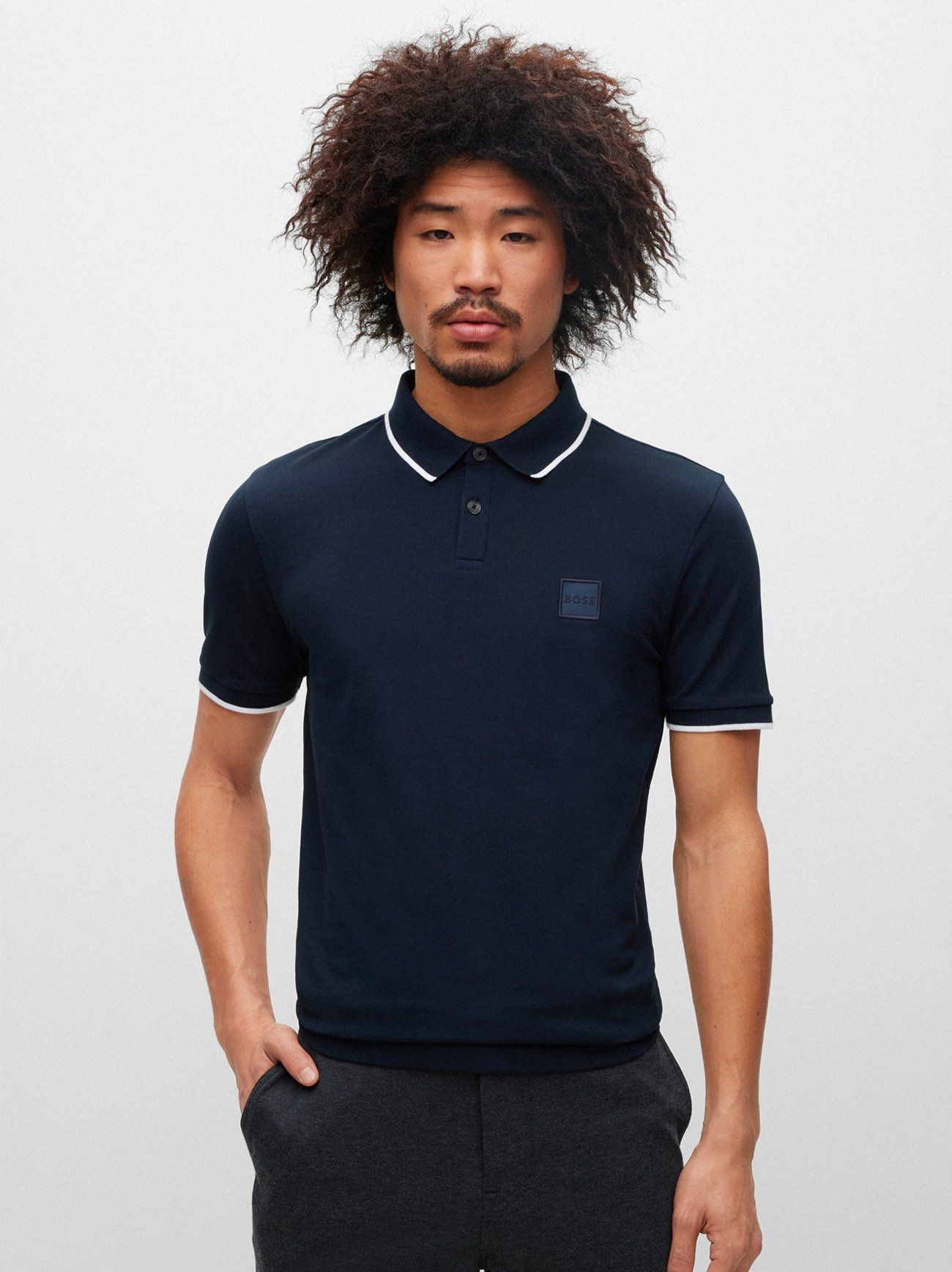Mens Dark Blue Passertip Polo Shirt